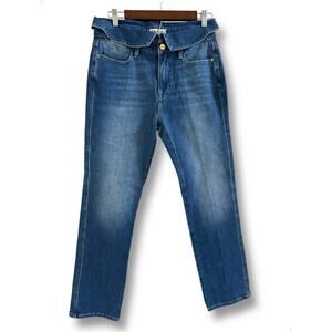 FRAME Le High Straight Fold Over Waist Stretch Ankle Cropped Denim Jeans Size 28